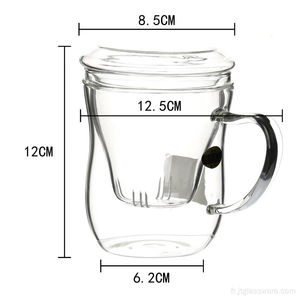 Ensemble de tasses à thé en verre transparent antique pour théière pour une personne