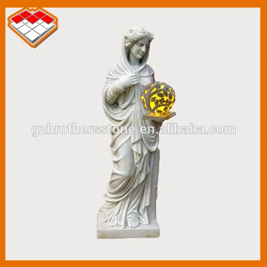 chinese garden antique lady holding lamp