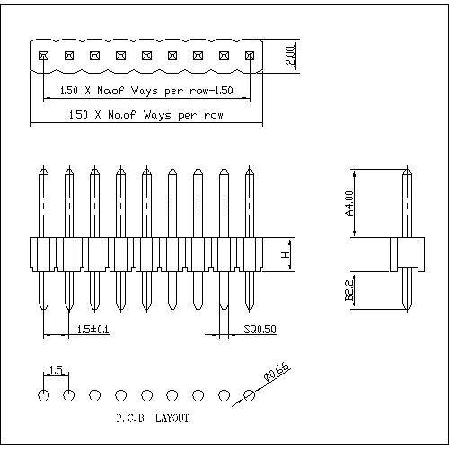 Single row pin connector 180 degree