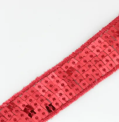 Red color lace tape sequin trimming