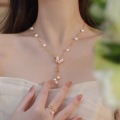 Most Popular White pearl Butterfly Necklace Tassel Pendant