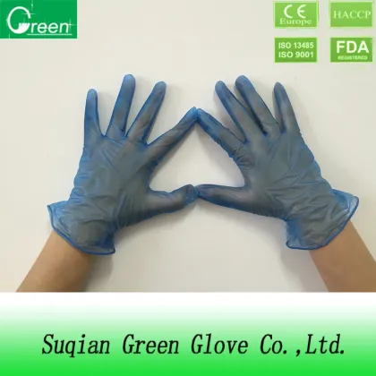 vinyl gloves blue color pvc glove