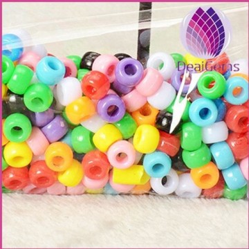 wholesale 9mm big hole acrylic mix solid colors wheel shape beads