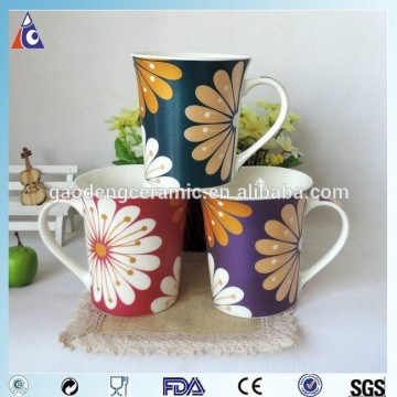 350ml matt finishing flower decal ceramic mug