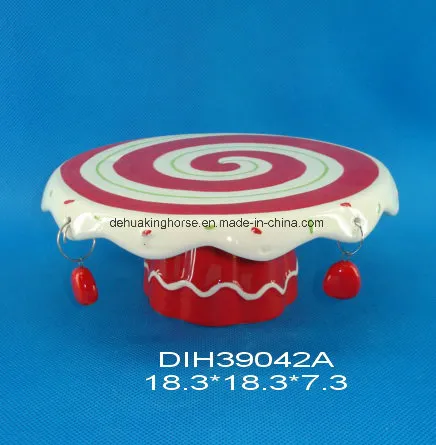 Hand-Painted Ceramic Cake Stand for Christmas Decoration