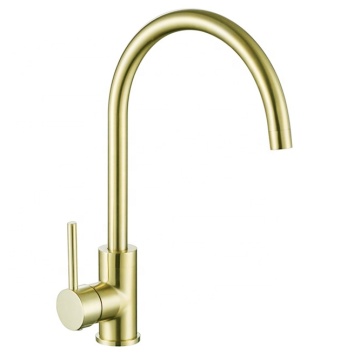 Round Lead-Free Manufacturer Taps Stainless Steel Brushed Gold Watermark WELS Kitchen Sink Faucet Mixer