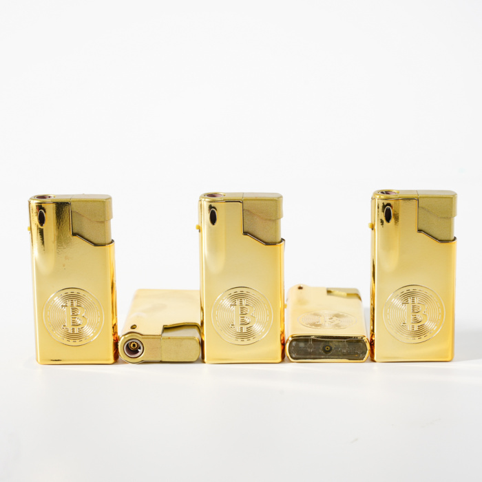 Элегантная золотая зажигалка с пьезо зажиганием