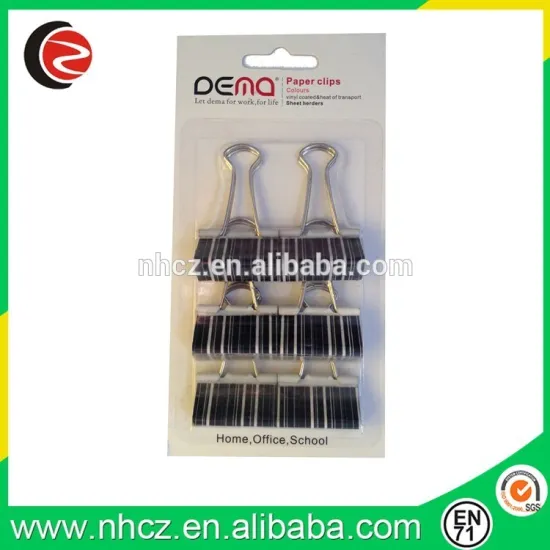 Jumbo Stripe Printing Binder Clips Blister Card Set