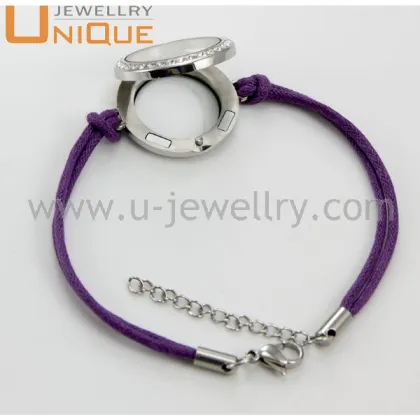 2014 the most popular floating locket black string rope bracelet (LB0014)