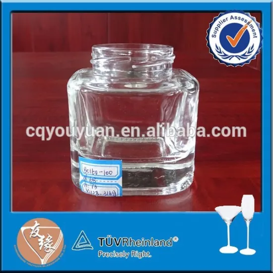 Wholesale top grade square 3oz glass cosmetic jars