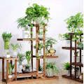 Bamboo Wood Shelf Flower Pot Organizer Rack