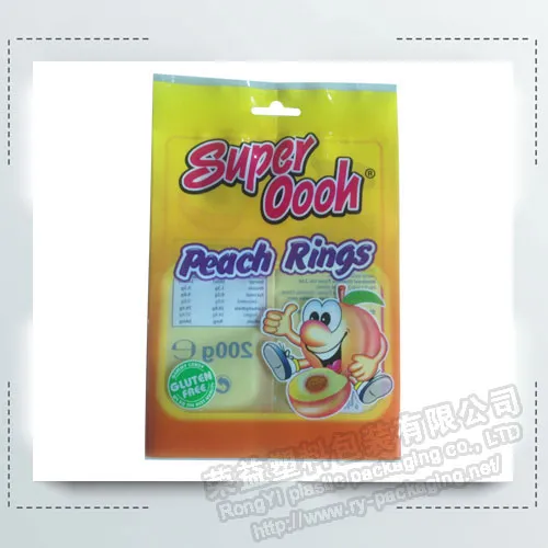Back Sealing Snack Packaging Bags with Hanging Hole