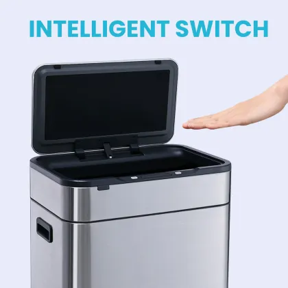 Stainless Steel Wooden-Leg Induction Trash Can