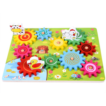 Creative Kids' Interactive Wooden Building Blocks: An Engaging Animal Gear Rotation Game for Early Education