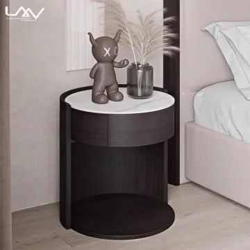 Retro Wooden Nightstand with Storage for Villa or Apartment Bedroom