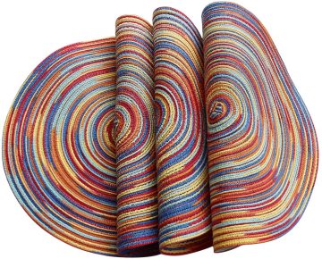 Set of 6 Washable Heat Resistant 15 Inch Round Braided Placemats for Dining Tables