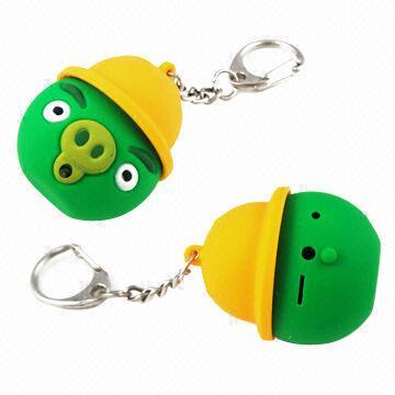 Wholesale Plastic Animal Pig Flashlight Keychain, Measures 4cm