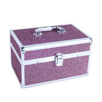 Custom Purple Sparkling PVC Mirror Trays Portable Makeup Case