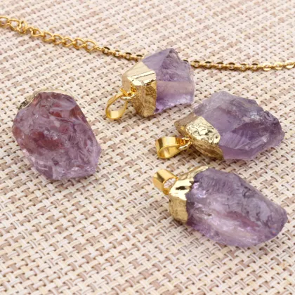 Natural Amethyst Pendant Necklace﻿