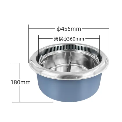 square smoke free multi person hot pot table