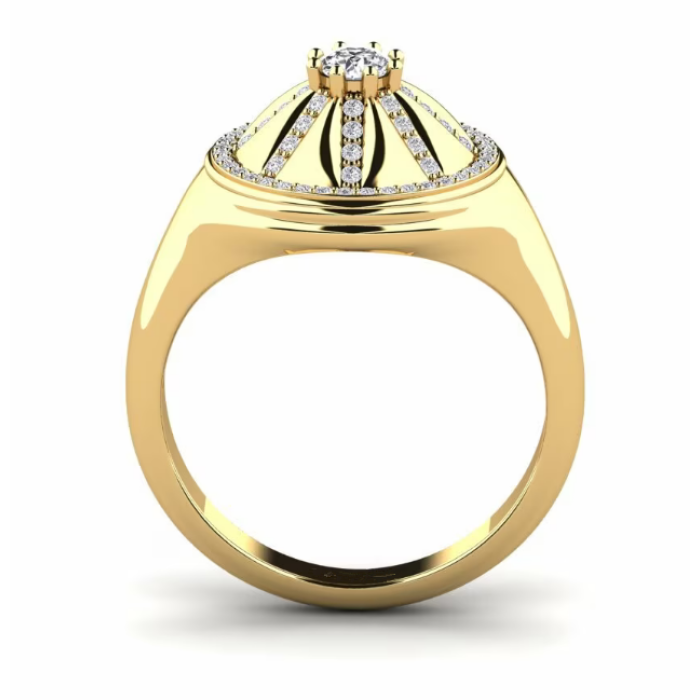 แหวนรัศมีดวงอาทิตย์ผู้ชายประดับเพชร 18K ที่ปลูกในห้องแล็บ