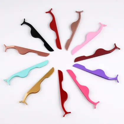 Private Label Full Strip Eyelash Tweezers - Pink Lash Applicator Tool