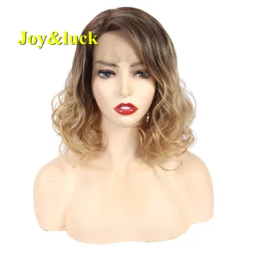 Ladies Hair Wholesale Wigs Lacefront Front Lace Brown Ombre Blonde Natural Short Curly Hair Lace Front Synthetic Hair Wigs