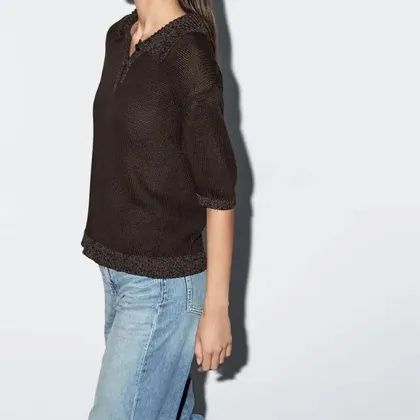 Women's knitted short sleeved polo shirt