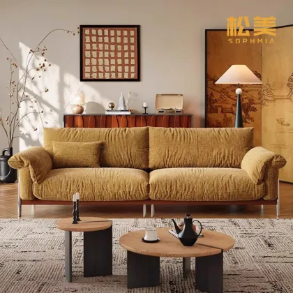 Mustard Yellow Boucle Modular Sofa
