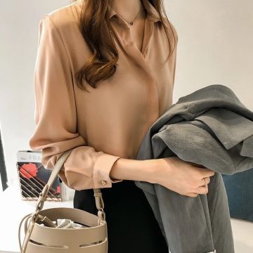fashion long sleeve simple chiffon shirt