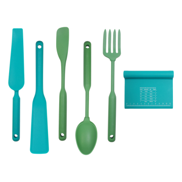 Hot Sale: Heat Resistant Green 6-Piece Silicone Kitchen Baking Pancake Spatula Spoon Set