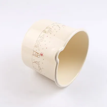 Ivory White Enamel Milk Mug with Decal