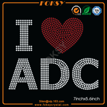 I Love ADC Heart rhinestone t shirt designs