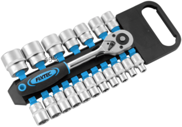 Alat tangan FIXTEC 19pcs 1/2 "sepana soket