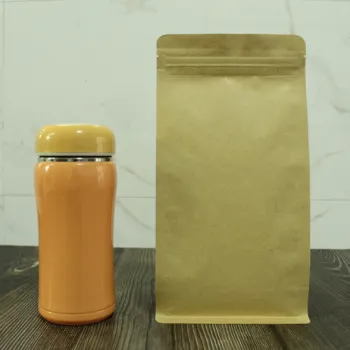 500g flat bottom kraft paper bag with middle zipper