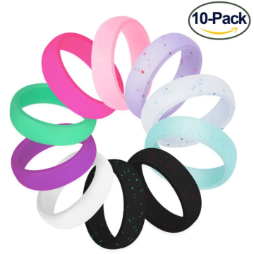 Anel de casamento de silicone de 10pack personalizado para mulheres