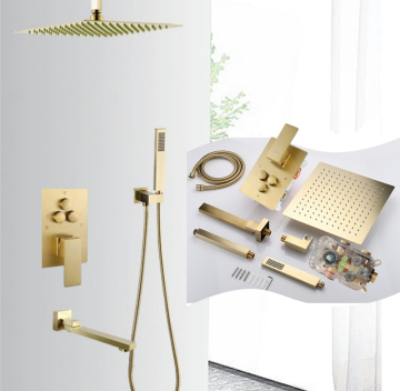 Hot Selling Brass Brushed Gold Button Shower Set for Bathroom