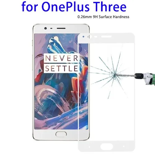 0.26mm 9H Hardness Tempered Glass Full Screen Film Protector for Oneplus 3 3d Curved Tempered Glass