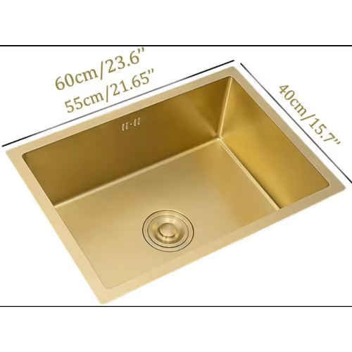 Hochwertige Spüle aus goldfarbenem Edelstahl