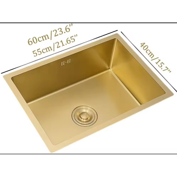 Hochwertige Spüle aus goldfarbenem Edelstahl