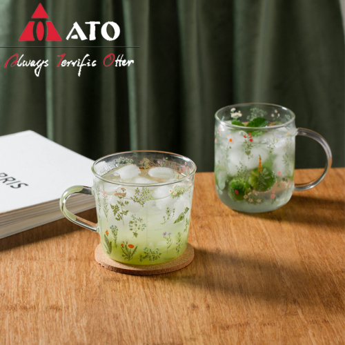 ATO Grass Pattern Borosilicate Glass Milk Coffee Cup