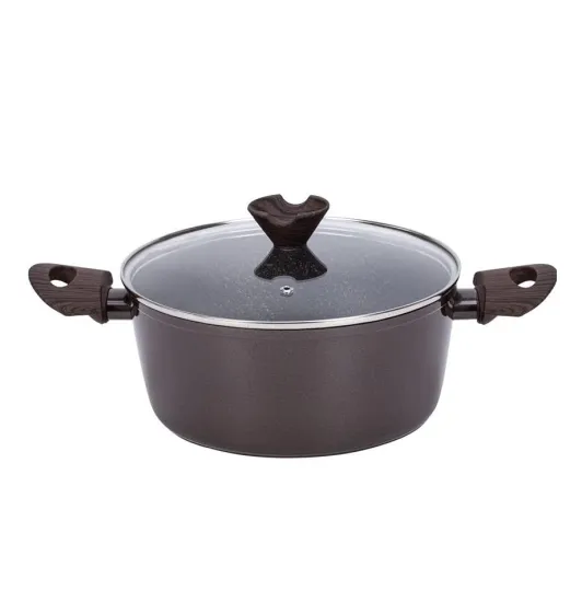 Forged Aluminum Nonstick Cookware Round Casserole for Induction Cooking with Double Heatproof Handles