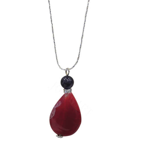 Natural Gemstone Agate Necklace with Silver Chain