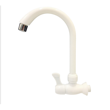 Wall Mounted Single Holes White Single Handle Kitchen Sink Faucet Plastic ABS