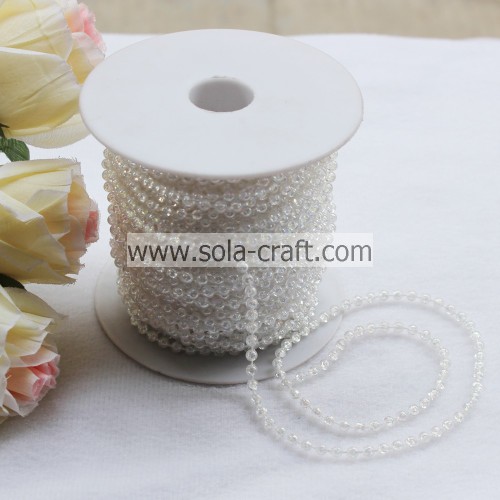 White Color Clear Acrylic Pearl Beaded Garland Chains by Roll for Wedding Decoration