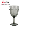 Wholesale grey face pattern red wine glasses set