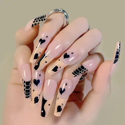 24pcs Coffin Artificial Fingernails - Press on Nails for Women
