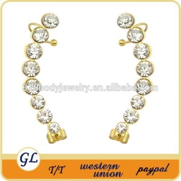 ES05074 stainless steel wholesale cuff earring ,crystal women ear cuff