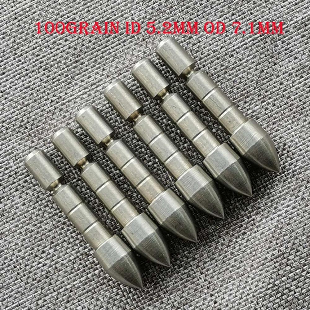 DIY 100 140 175 Grain Stainless Steel Bullet Point Tip For ID 5.2 mm Arrow Shaft Broadheads Arrow Heads Accessories Archery Bow