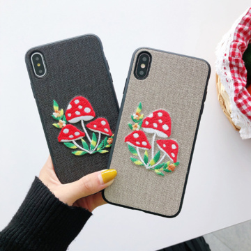 เคสโทรศัพท์ TPU ปักลายเห็ดน่ารักฝาหลัง